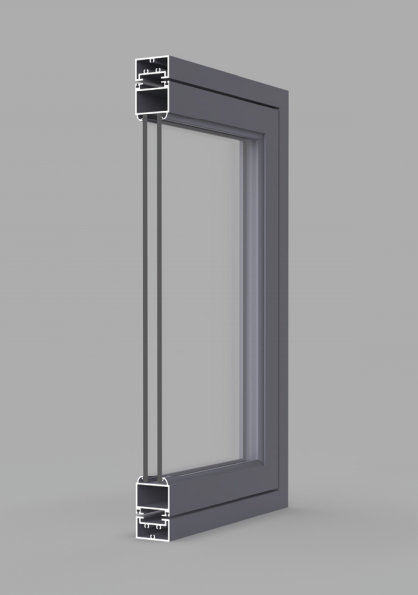 Minimal off-axis glass door
